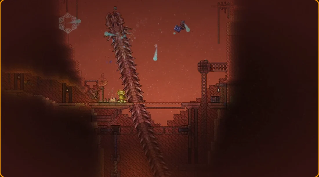 Пустынный босс в Calamity поднимается над ареной игрока